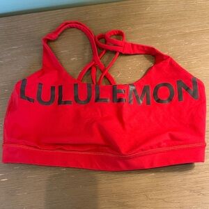 lululemon Strappy Logo Sports Bra in Vibrant Red